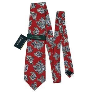 NEW Ralph Lauren LRL Men's Neck Tie Red Paisley Jacquard 55‎ x 3 5/8